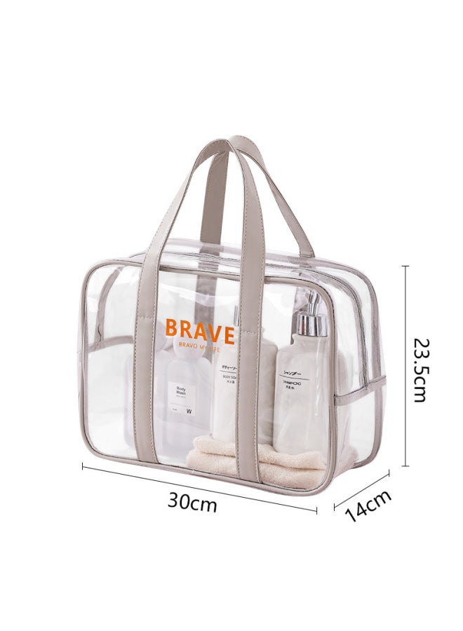 Generic PVC Transparent Waterproof Swimming Beach Bag Fitness Vacation Shoe Compartment Wet And Dry Separation Durable Sports Bag-Color:Medium Handbag Gray  - Image 1