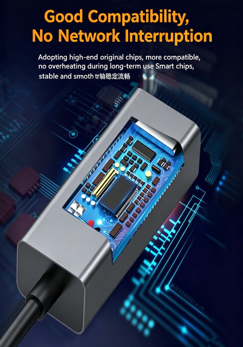 محول USB-C إلى إيثرنت بسرعة جيجابت – منفذ RJ45، يدعم 10/100/1000 ميجابت/ثانية، متوافق مع Thunderbolt 3/4، يعمل مع ThinkPad وSurface Pro وiPad Pro وMacBook Pro وGalaxy - Image 4