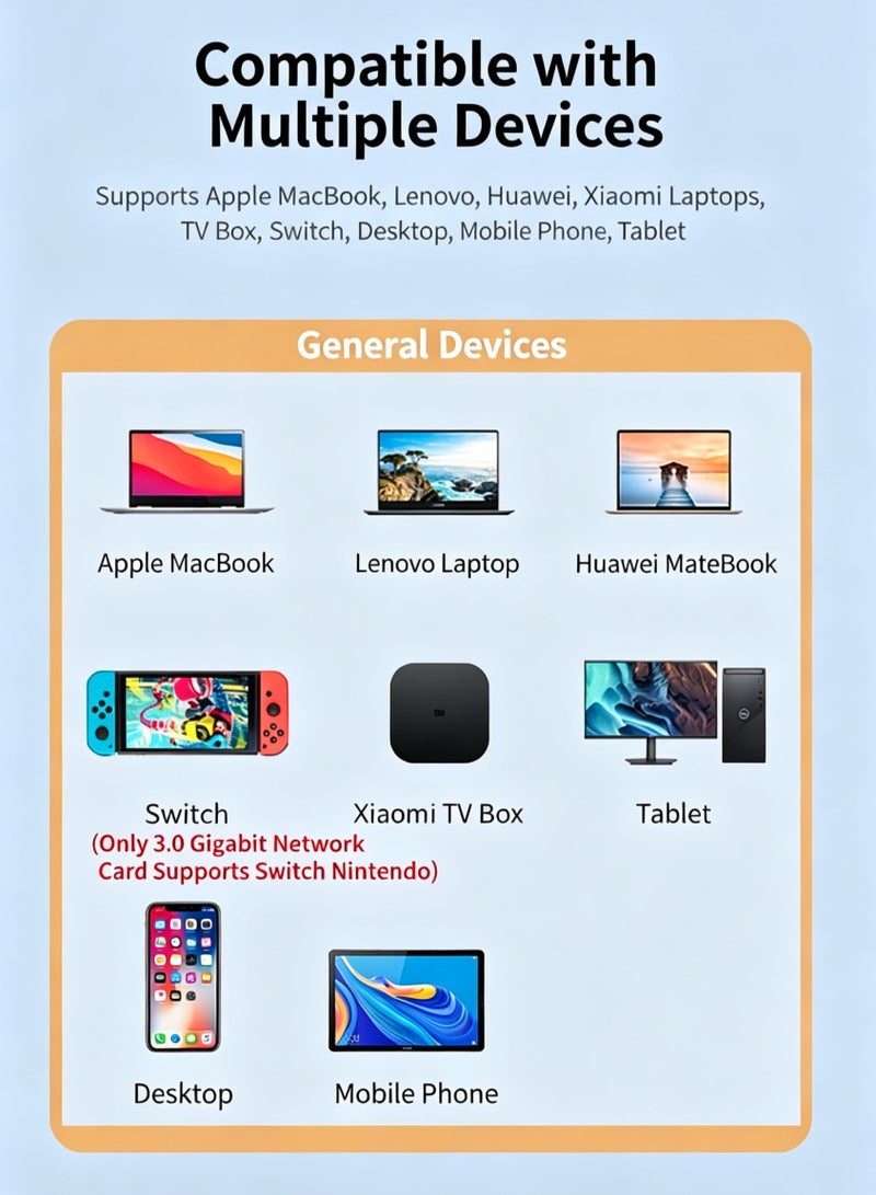 محول USB-C إلى إيثرنت بسرعة جيجابت – منفذ RJ45، يدعم 10/100/1000 ميجابت/ثانية، متوافق مع Thunderbolt 3/4، يعمل مع ThinkPad وSurface Pro وiPad Pro وMacBook Pro وGalaxy - Image 5