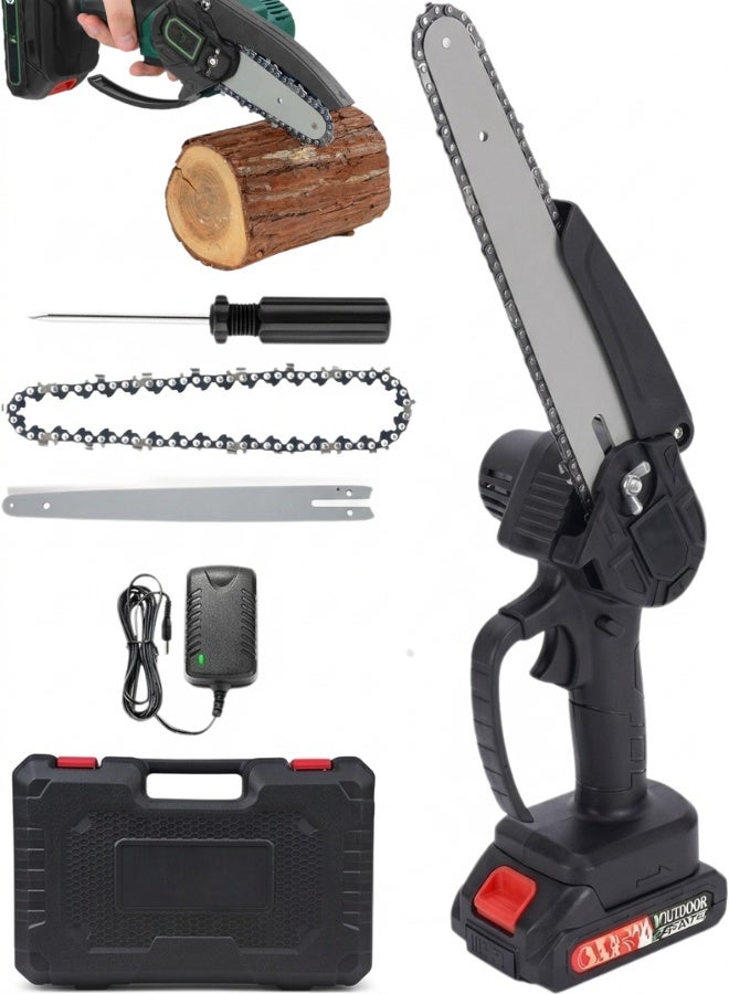 منشار كهربائي صغير لاسلكي محمول بالبطارية، Mini Chainsaw لقطع الأغصان وتقليم الأشجار، منشار يدوي كهربائي للشجرة والفناء والمنزل والحديقة، بطارية ليثيوم أيون 48V، قوة 200 واط، سرعة السلسلة 600 متر/دقيقة، أداة قص الأخشاب والهدايا للرجال والنساء، أداة حديقة صغيرة احترافية - Image 1