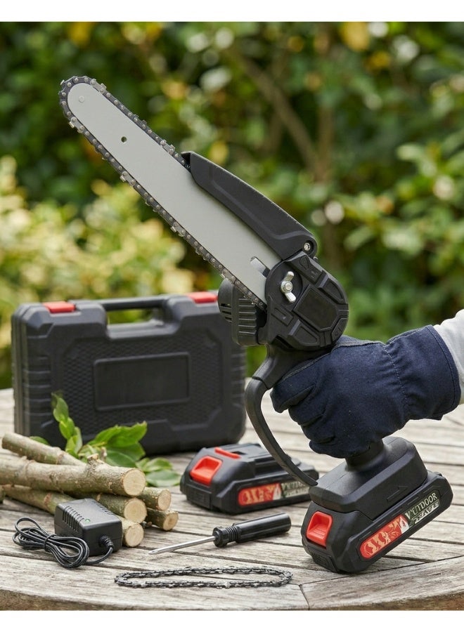 منشار كهربائي صغير لاسلكي محمول بالبطارية، Mini Chainsaw لقطع الأغصان وتقليم الأشجار، منشار يدوي كهربائي للشجرة والفناء والمنزل والحديقة، بطارية ليثيوم أيون 48V، قوة 200 واط، سرعة السلسلة 600 متر/دقيقة، أداة قص الأخشاب والهدايا للرجال والنساء، أداة حديقة صغيرة احترافية - Image 4