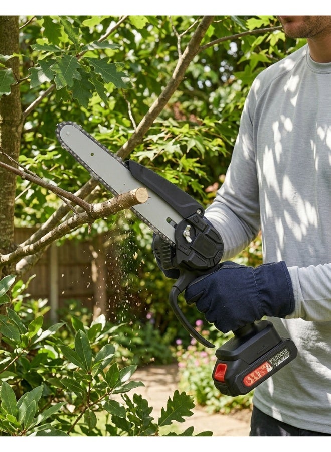 منشار كهربائي صغير لاسلكي محمول بالبطارية، Mini Chainsaw لقطع الأغصان وتقليم الأشجار، منشار يدوي كهربائي للشجرة والفناء والمنزل والحديقة، بطارية ليثيوم أيون 48V، قوة 200 واط، سرعة السلسلة 600 متر/دقيقة، أداة قص الأخشاب والهدايا للرجال والنساء، أداة حديقة صغيرة احترافية - Image 3