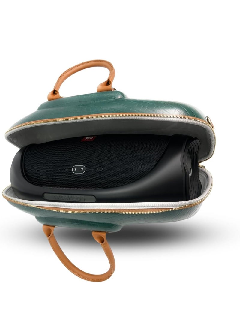 Angry Bull BOOMBOX 3 BAG LEATHER CARRYING BAGS SPEAKER TRAVEL PORTABLE CASE (GREEN)  - Image 2