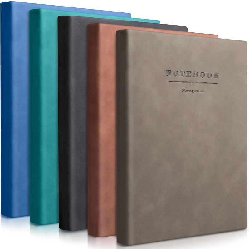 Satinior 5 Pack A4 Notebooks Large Journal 360 Pages Leather Softcover Hardcover Notebooks Thick Paper Lined Notepad For Office School Business Note Taking Writing  8.5'' X 11''(Mixed Color) - Image 1