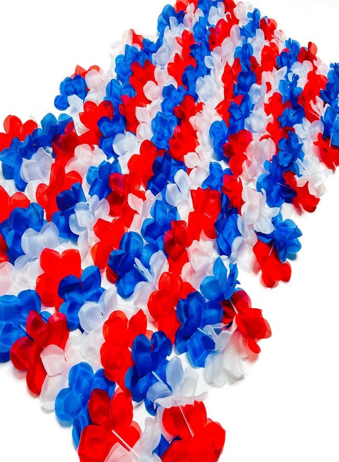 Becfupo 9 Pcs Red Blue White Flower Headbands And 9 Pcs Patriotic Leis Necklaces For 4th Of July Decoration, Independence Day Parade - Image 4