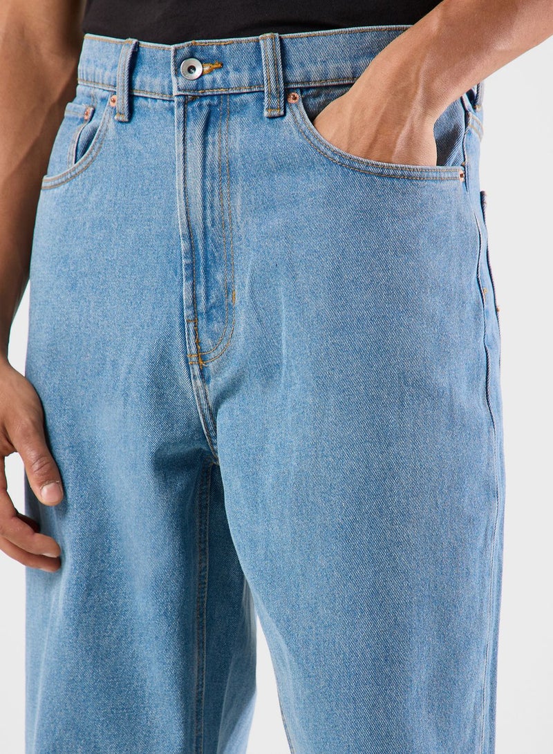 فانز بنطال جينز دينم بجي 5 بتصميم مربعات - Image 4