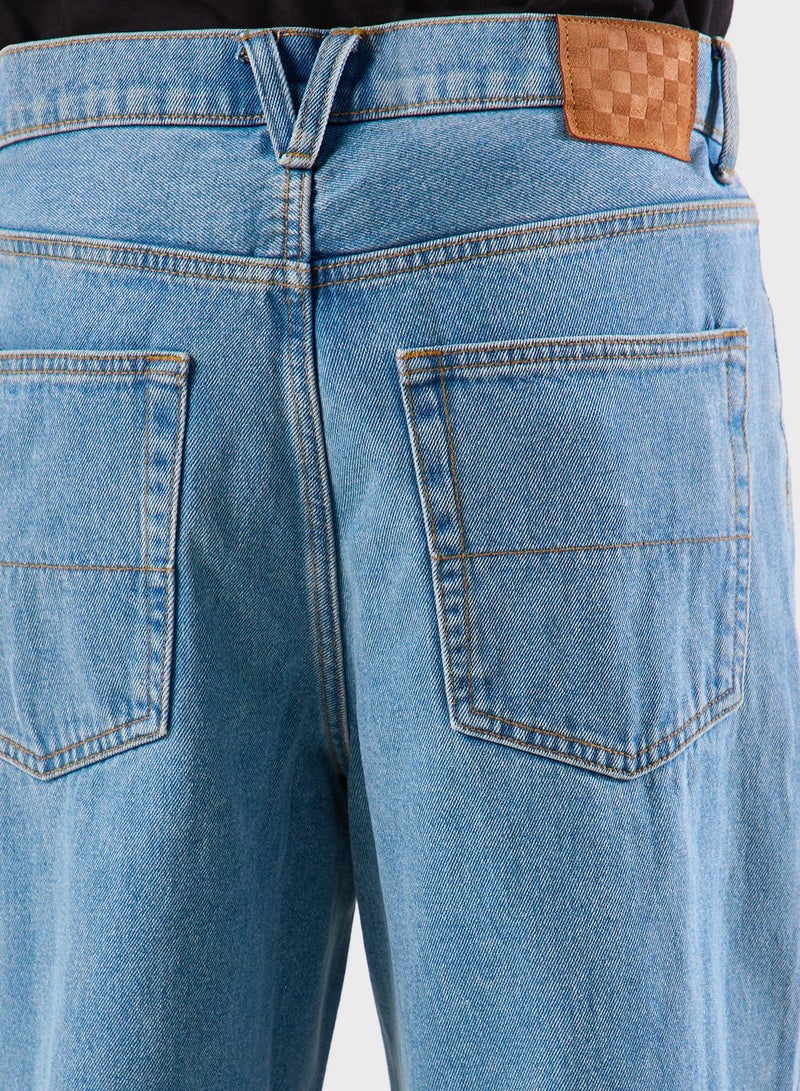 فانز بنطال جينز دينم بجي 5 بتصميم مربعات - Image 5