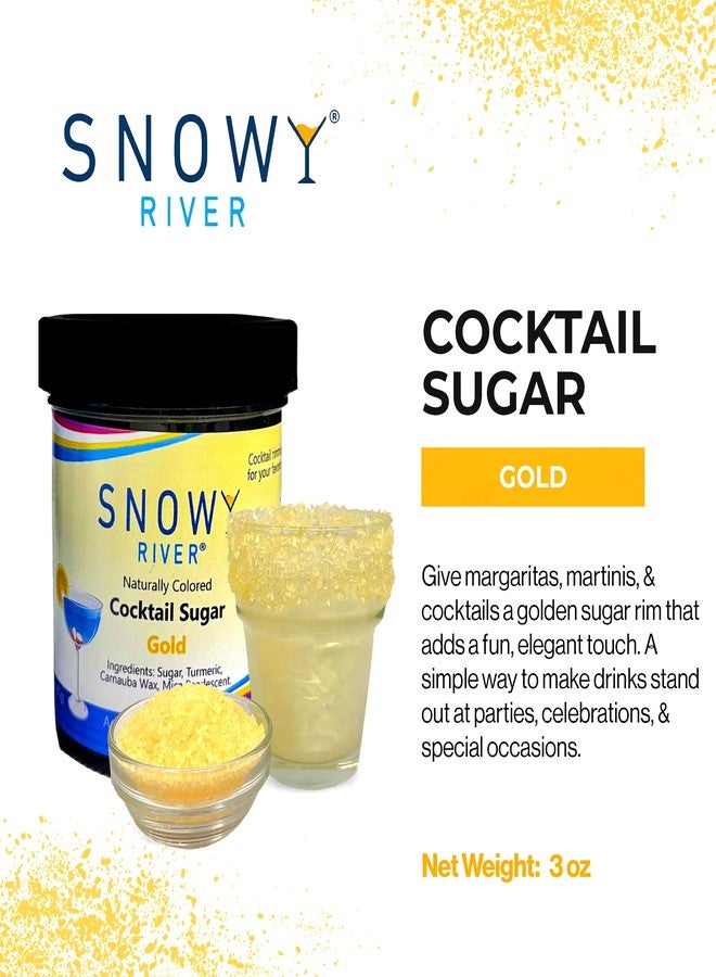 Snowy River Gold, Cocktail & Margarita Sugar Rimmer - Vibrant Naturally Colored Sugar for Cocktail Rimming, Baking & Decorating, Medium Crystal - 3oz - Image 2