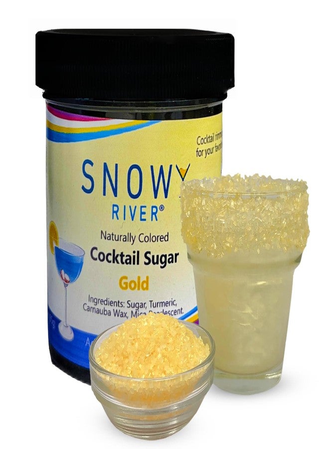 Snowy River Gold, Cocktail & Margarita Sugar Rimmer - Vibrant Naturally Colored Sugar for Cocktail Rimming, Baking & Decorating, Medium Crystal - 3oz - Image 1