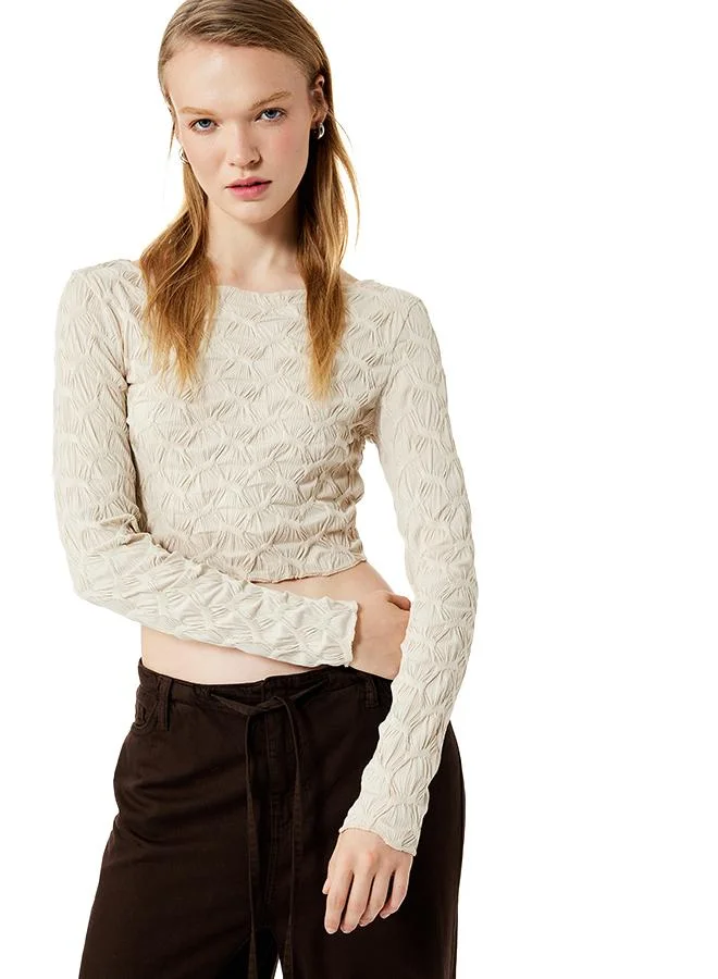 Koton  Textured Long Sleeves Crop Top for Women | Best Price UAE