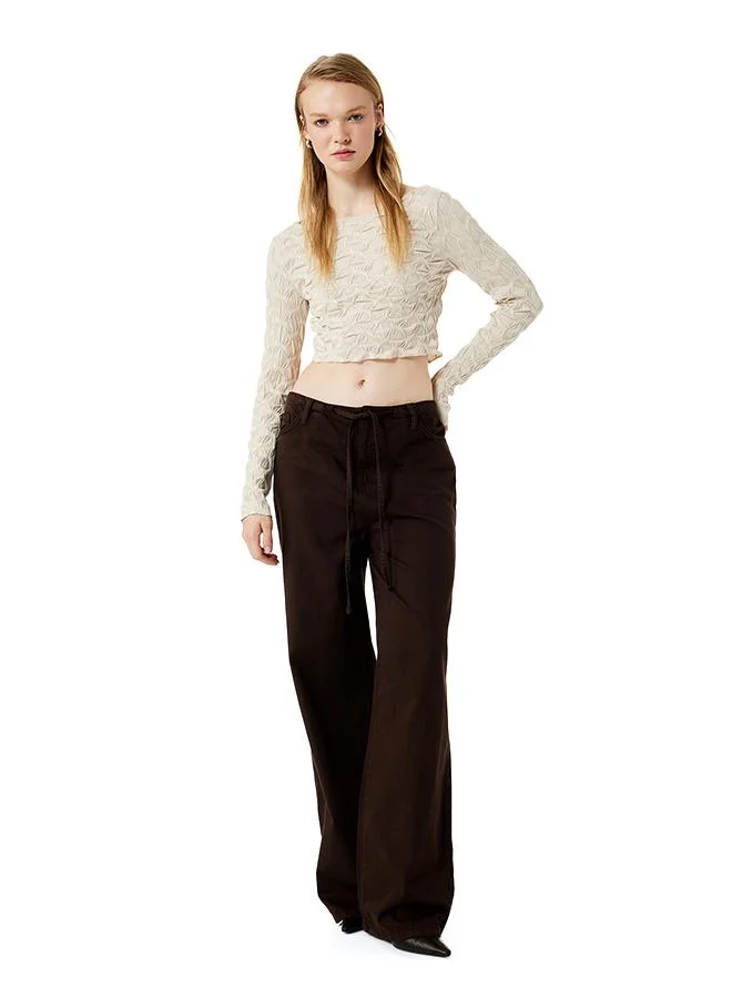 Koton  Textured Long Sleeves Crop Top for Women | Best Price UAE