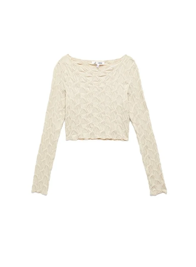 Koton  Textured Long Sleeves Crop Top for Women | Best Price UAE
