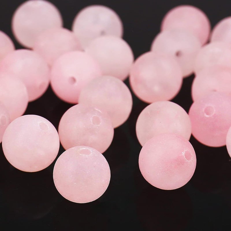 AUREHEN Natural Matte Pink Quartz Beads, 6MM Round Frosted Unpolished Loose Gemstone Beads for Bracelet Necklace Jewelry Making, Energy Stone Healing Power with Stretch Beading Cord - Image 5