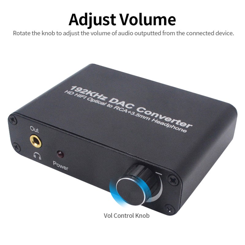 محول DAC: أسود، توصيل و تشغيل، محول إشارات صوت عالي الأداء - تحكم مستوى الصوت، توفير التوافق الواسع مع تلفزيونات الدقة العالية، مشغلات بلوراي، أجهزة ألعاب وأكثر - Image 3