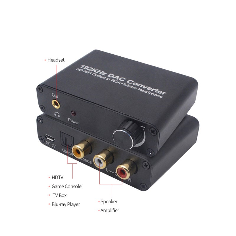 محول DAC: أسود، توصيل و تشغيل، محول إشارات صوت عالي الأداء - تحكم مستوى الصوت، توفير التوافق الواسع مع تلفزيونات الدقة العالية، مشغلات بلوراي، أجهزة ألعاب وأكثر - Image 5