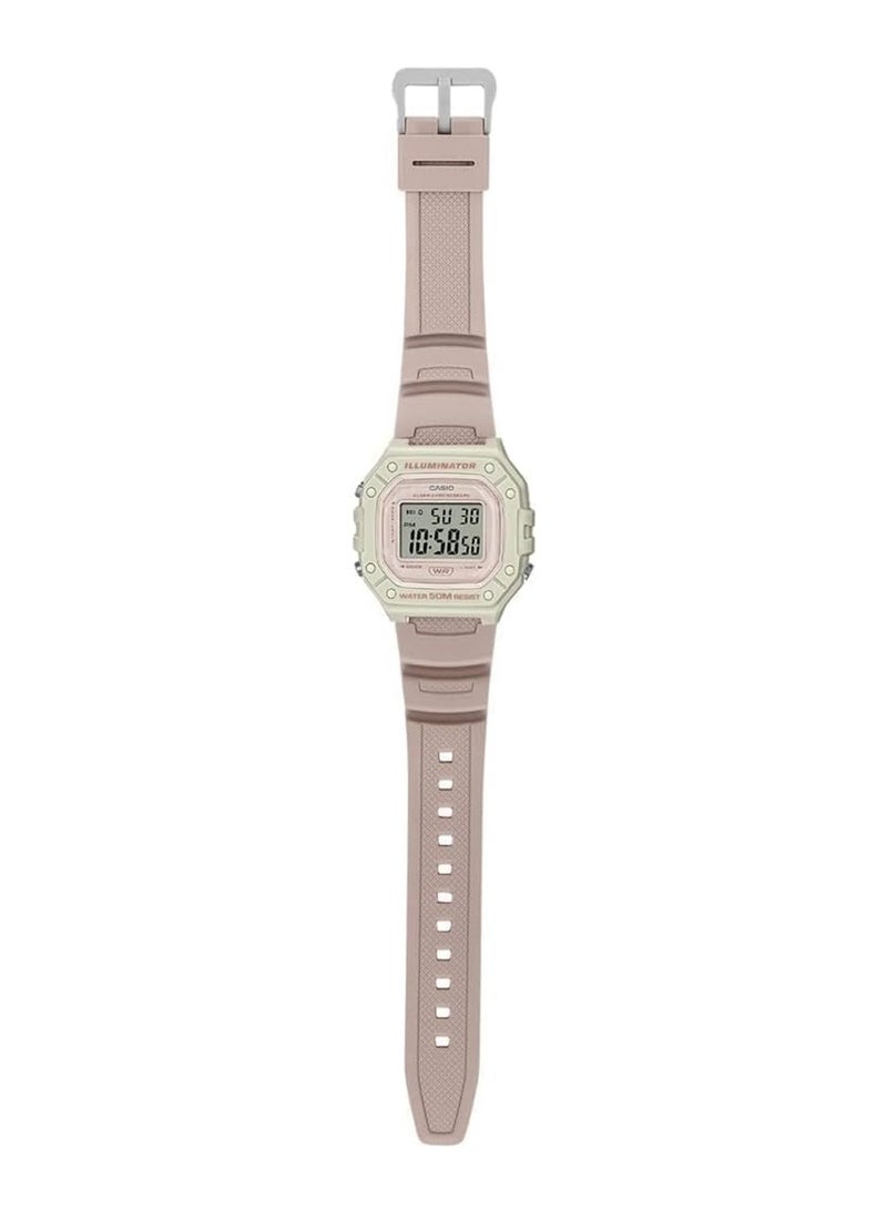 CASIO ساعة معصم رقمية من الراتنج بشكل سداسي للجنسين W-218HC-4A2VDF - 44 مم - وردي - Image 5