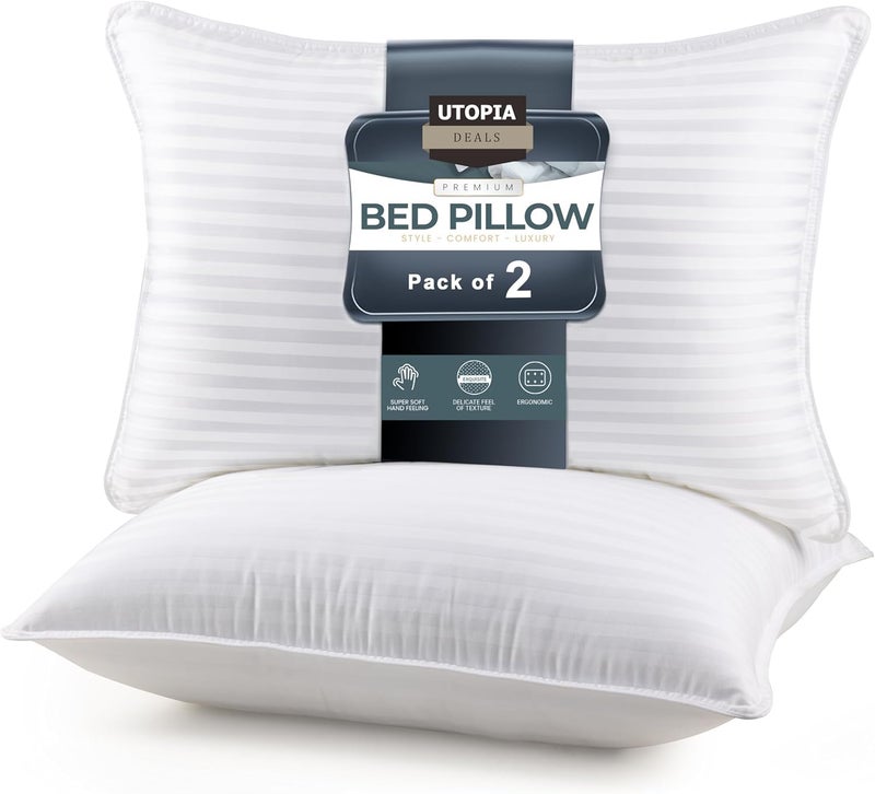 Utopia Bedding Bed Pillows for Sleeping Standard Size (White), Set of 2, Cooling Hotel Quality, for Back, Stomach or Side Sleepers - Image 1