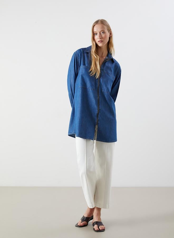 LC WAIKIKI Collared Neck Women's Denim Tunic - Image 2