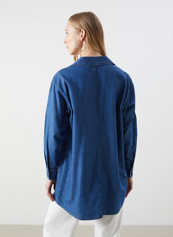 LC WAIKIKI Collared Neck Women's Denim Tunic - Image 4