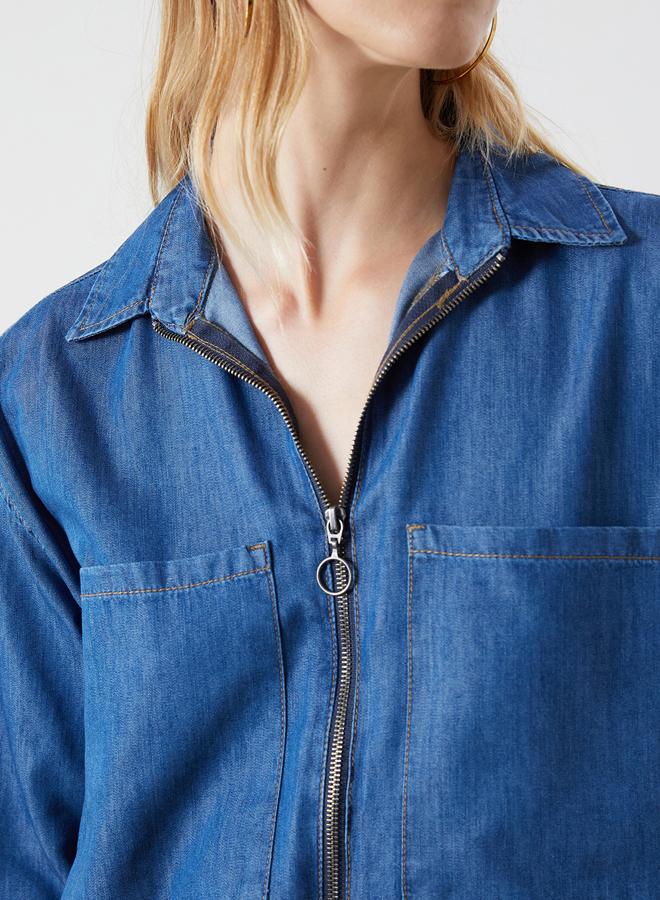 LC WAIKIKI Collared Neck Women's Denim Tunic - Image 3