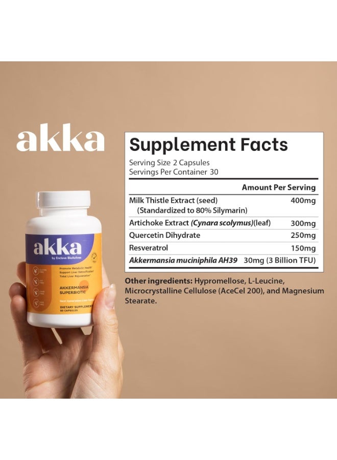 AKKA Premium Liver Cleanse Detox & Repair Superbiotic: Liver Detox, Regeneration, & Restoration Liver Support Supplement with Bioavailable Pasteurized Akkermansia | Vitality | Metabolism | Immunity