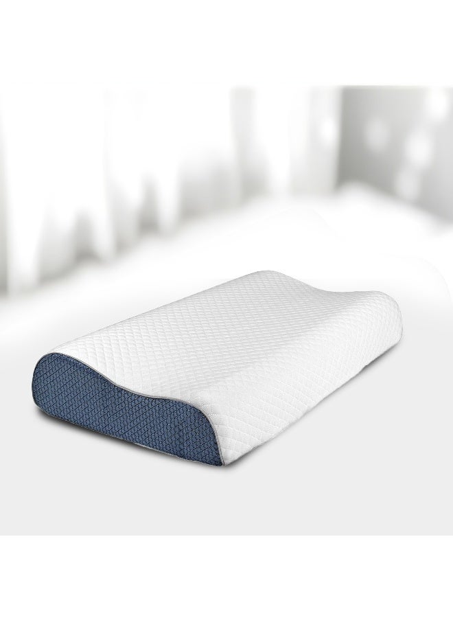 REST Ergonomic Mesh Memory Foam Pillow White 60x35cm (9-11cm) Orthopedic Pillow for Neck and Shoulder Pain Relief Contour Bed Pillows for Side Back Stomach Sleepers with Washable Cover - Image 1