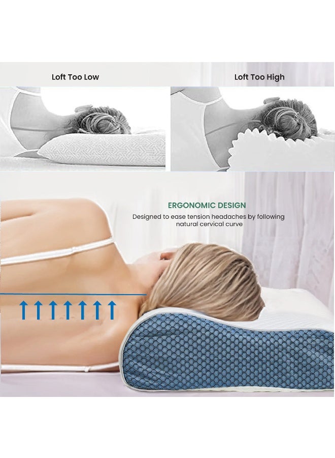 REST Ergonomic Mesh Memory Foam Pillow White 60x35cm (9-11cm) Orthopedic Pillow for Neck and Shoulder Pain Relief Contour Bed Pillows for Side Back Stomach Sleepers with Washable Cover - Image 5