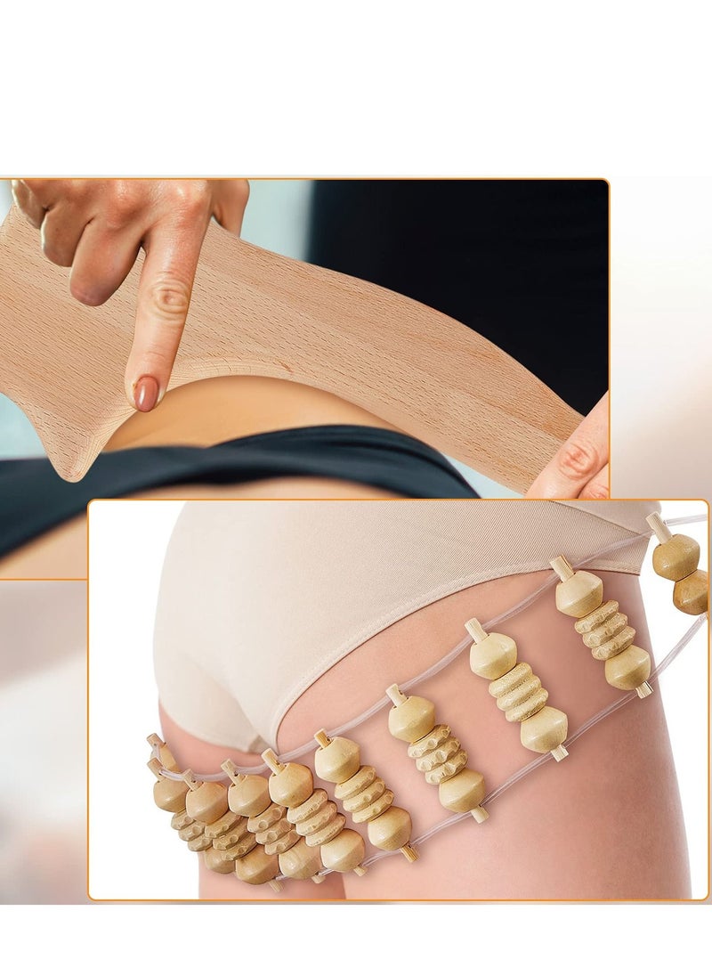 XiuWoo 100ml massage oil and 6 Pieces Wood Therapy Kit Massage Tools Maderoterapia Kit Wood Massager Roller Wood Gua Sha Roller Manual Wooden Fascia Massage for Release Cellulite Muscle Blasting Pain Relief  - Image 3