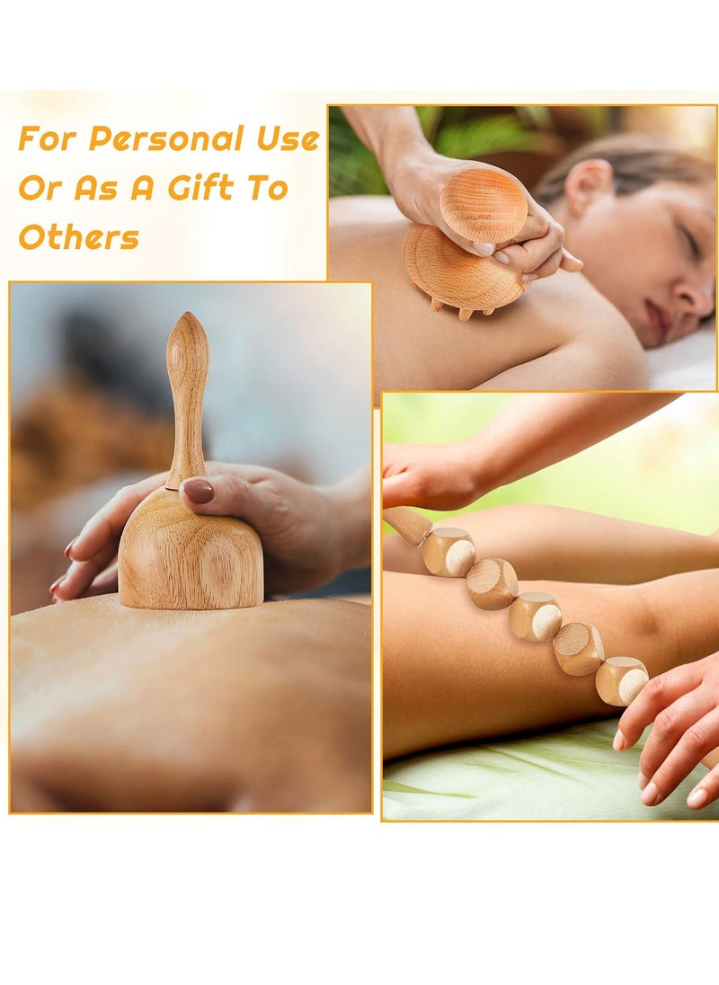 XiuWoo 100ml massage oil and 6 Pieces Wood Therapy Kit Massage Tools Maderoterapia Kit Wood Massager Roller Wood Gua Sha Roller Manual Wooden Fascia Massage for Release Cellulite Muscle Blasting Pain Relief  - Image 4
