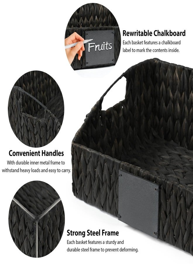 Ollieroo Rattan Storage Basket, Handwoven Wicker Basket for Storage with Built-in Handles, Pantry Baskets for Shelves, Bedroom, Bathroom, Laundry Room or Kitchen(Black) - Image 3