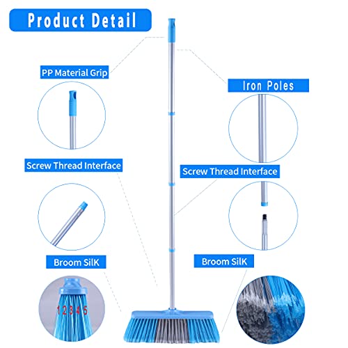 YONILL Indoor Outdoor Broom with Long Handle, 53" Angle Brooms for Floor Cleaning Sweeping Broom for Garage, Patio, Garden, House and Kitchen - Image 2