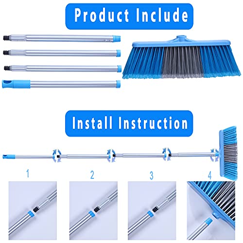 YONILL Indoor Outdoor Broom with Long Handle, 53" Angle Brooms for Floor Cleaning Sweeping Broom for Garage, Patio, Garden, House and Kitchen - Image 5