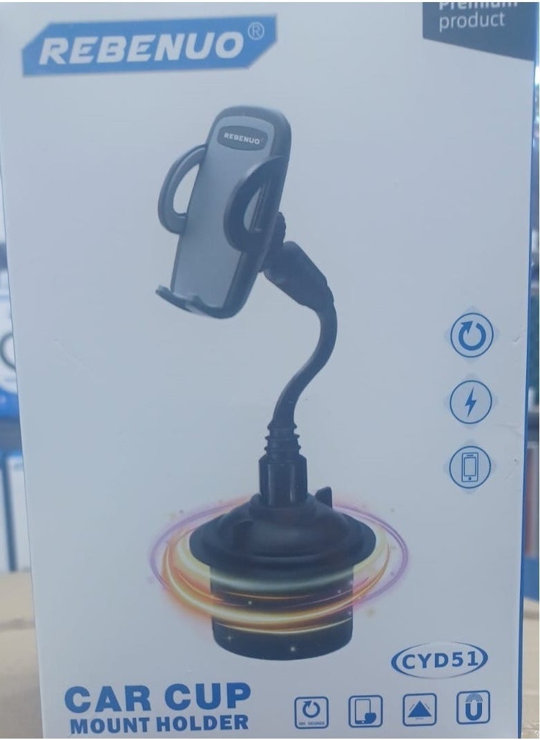 REBENUO Rotation Flexible Arm Car Phone Mount – 360° Rotating Gooseneck Cradle with Adjustable Air Vent Clip and Suction Base, Universal Fit for Smartphones (50–90mm), Dashboard & Windshield Phone Holder for Hands-Free Navigation and Safe Driving – Black - Image 4