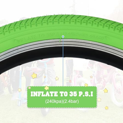 BALINGE 20 x 2.125 Bike tire 2 Pack 20 Kids Folding Replacement Tires Fits Most Kids Bikes,BMX Tires 20 inch,Green - Image 3