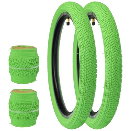 BALINGE 20 x 2.125 Bike tire 2 Pack 20 Kids Folding Replacement Tires Fits Most Kids Bikes,BMX Tires 20 inch,Green - Image 1