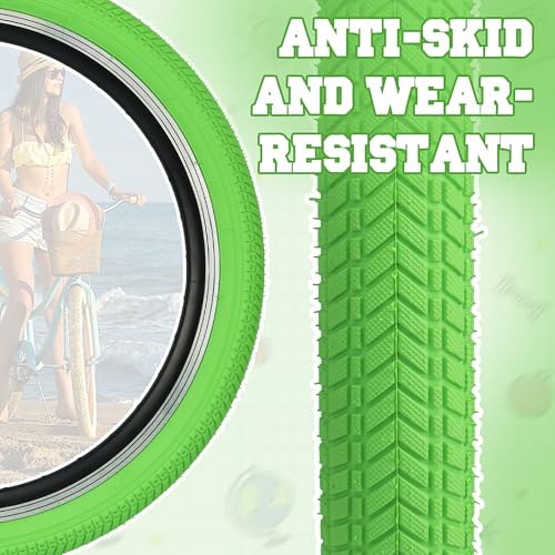 BALINGE 20 x 2.125 Bike tire 2 Pack 20 Kids Folding Replacement Tires Fits Most Kids Bikes,BMX Tires 20 inch,Green - Image 5