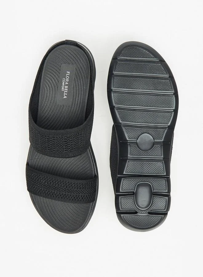 Flora Bella By Shoexpress BLACK Flora Bella Textured Slip-On Comfort Sandals for Women | Best Price UAE