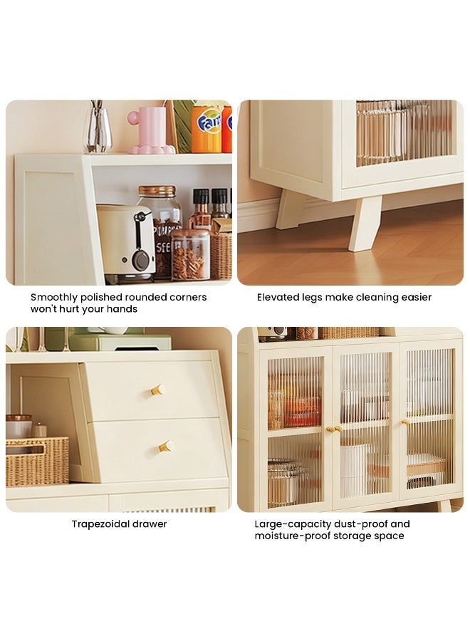Sideboard Buffet Cabinet with Storage Kitchen Storage Cabinet Coffee cabinet with Door Floor Standing Coffee Bar Table Organizer cabinet Kitchen Living Room Dining Room (White 98 * 32 * 95cm) - Image 5