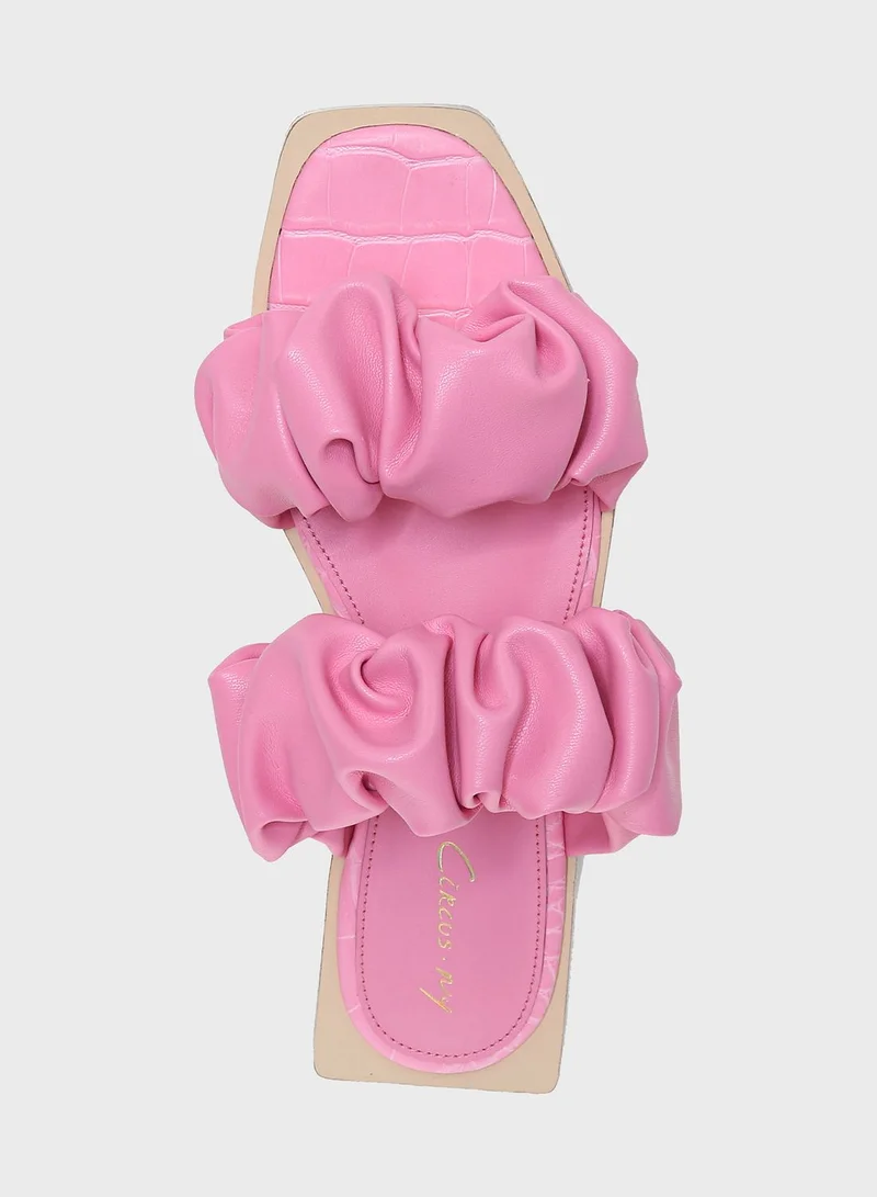 Circus NY Ruched Strap Flat Sandals