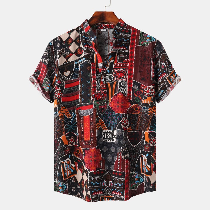 Men'S Short-Sleeved Shirt 2025 Plus Size Casual Hawaiian Printed Shirt Men'S Men'S Clothing - Image 1