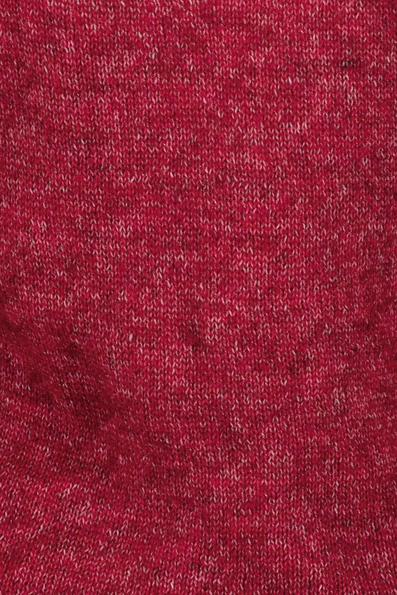 promod Women Ribbed Neck Knitted Sweater, Burgundy - Image 5