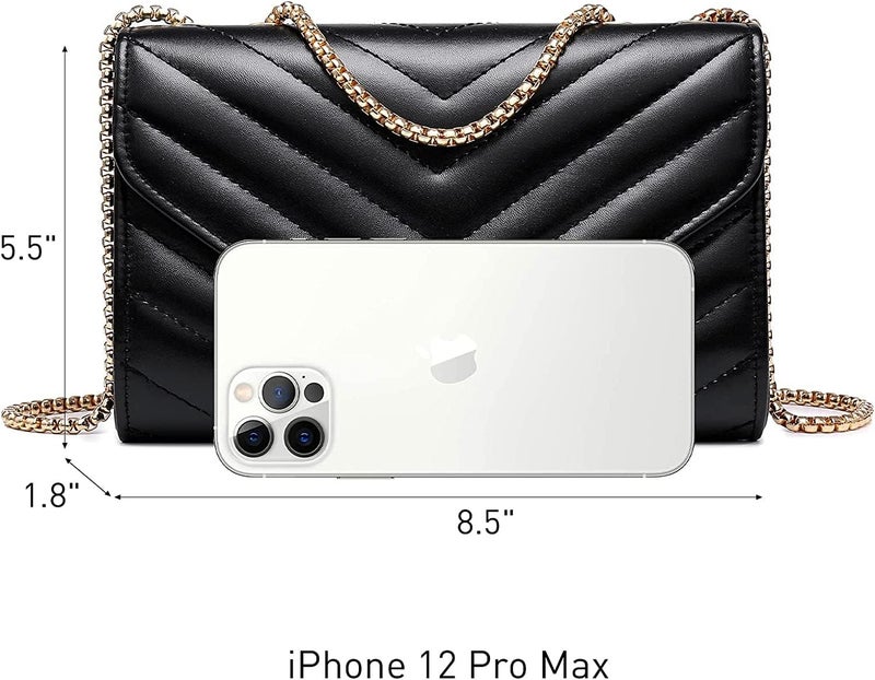 KRIFTY Womens Small Quilted Crossbody Bags Stylish Designer Evening Bag Clutch Purses And Handbags With Chain Shoulder Strap (Black) - Image 2