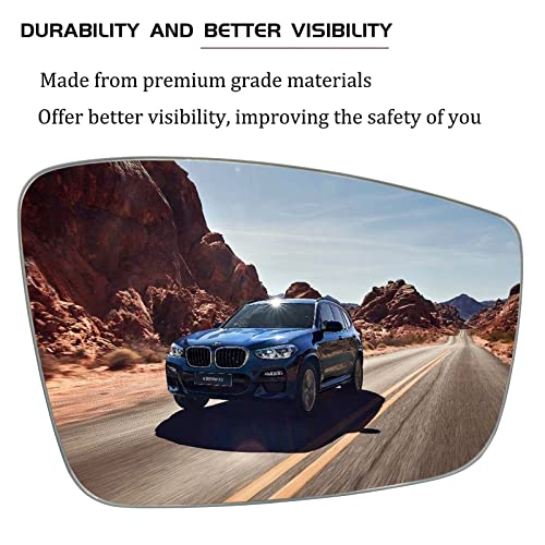 SKARUMMER New Passenger Side Heated Mirror Glass Replacement for 2011-2018 Volkswagen VW Passat Jetta Beetle - Right Pass Heated Convex Mirror Glass with Rear Holder - Image 3