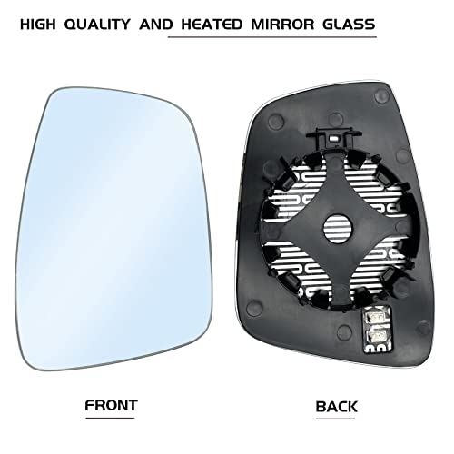 SKARUMMER New Passenger Side Heated Mirror Glass Replacement for 2011-2018 Volkswagen VW Passat Jetta Beetle - Right Pass Heated Convex Mirror Glass with Rear Holder - Image 2