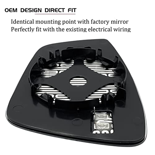 SKARUMMER New Passenger Side Heated Mirror Glass Replacement for 2011-2018 Volkswagen VW Passat Jetta Beetle - Right Pass Heated Convex Mirror Glass with Rear Holder - Image 4