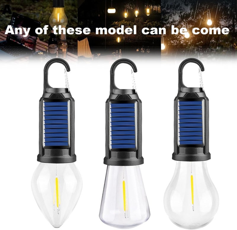 coku Solar Powered Rechargeable Emergency LED Light Bulb, Portable Waterproof Hanging Camping Lantern with 3 Modes & USB Charging, Outdoor Tent Lights for Hiking, Car, Household, Traveling (Pack 10) - Image 2