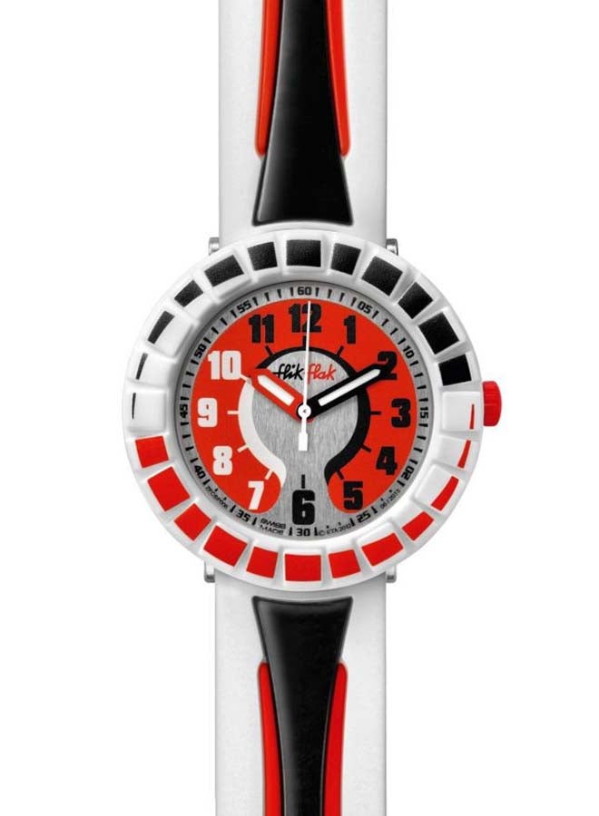 Flik Flak Unisex All Around Black & Red Quartz Movement Water Resistant Wrist Watch - 25 Mm - Image 1