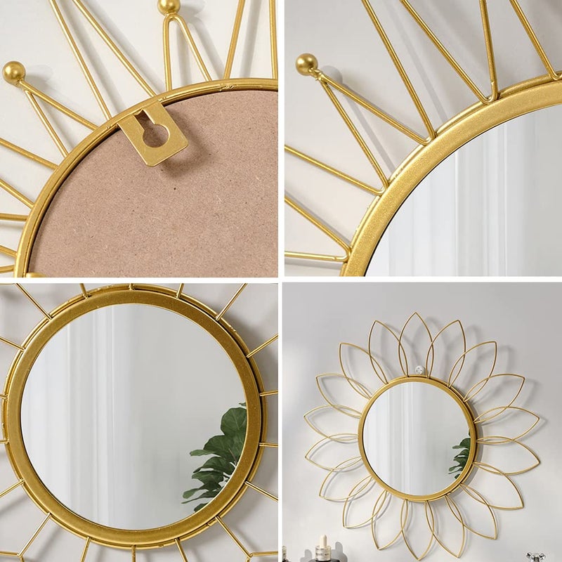 KKTAPOS Gold Mirrors for Wall - Metal Sunburst Wall Mirror Room Decor & Home Decor, Boho Mirror Wall Decor Gifts for Women & Moms (Small, Sunshine) - Image 3