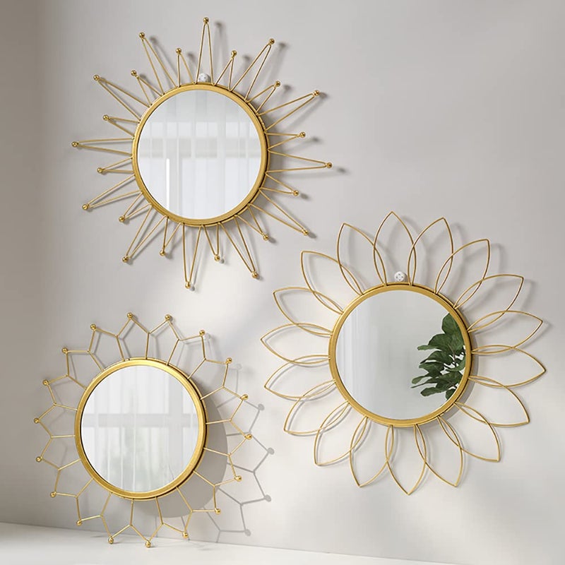 KKTAPOS Gold Mirrors for Wall - Metal Sunburst Wall Mirror Room Decor & Home Decor, Boho Mirror Wall Decor Gifts for Women & Moms (Small, Sunshine) - Image 4