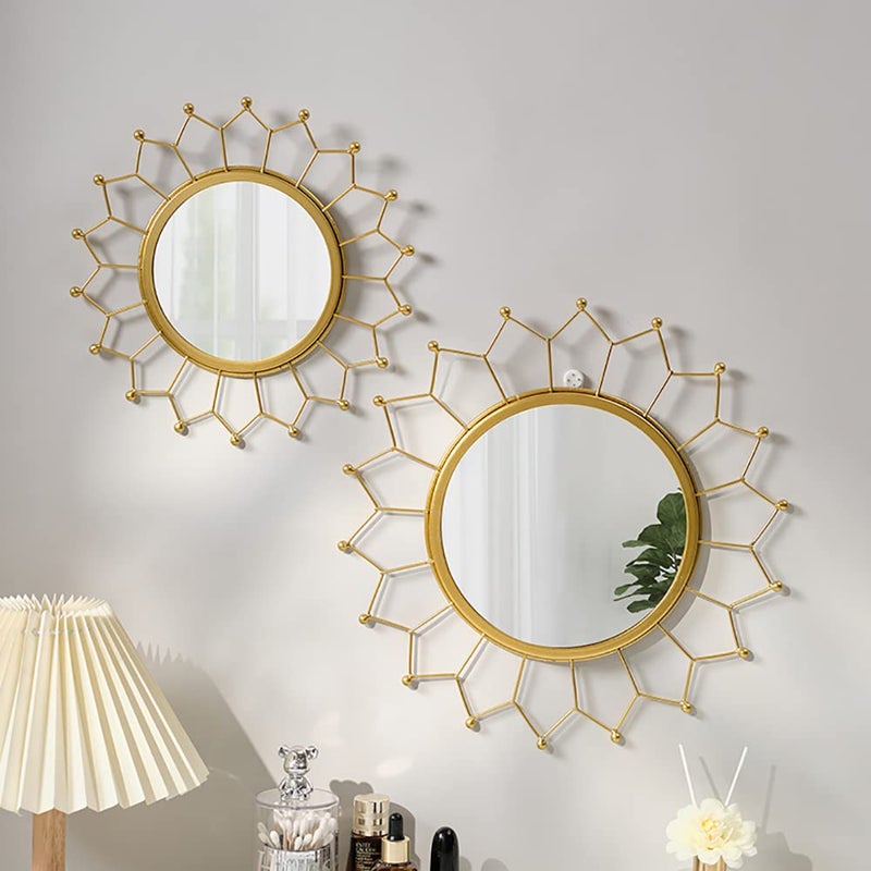 KKTAPOS Gold Mirrors for Wall - Metal Sunburst Wall Mirror Room Decor & Home Decor, Boho Mirror Wall Decor Gifts for Women & Moms (Small, Sunshine) - Image 5
